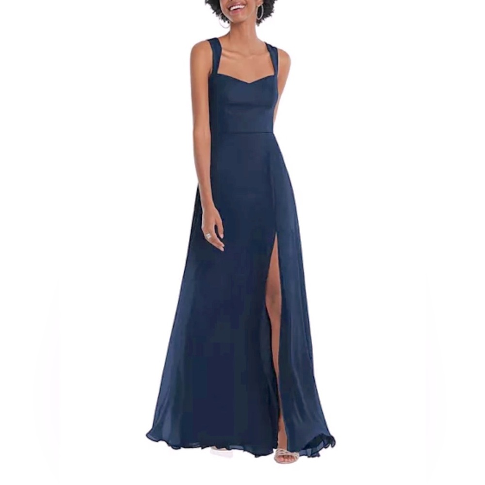 After Six Contoured Wide Strap Sweetheart Maxi Dress, Midnight Navy, Size 10